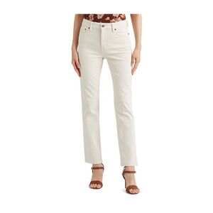 LAUREN JEAN CO. Womens Ivory Zippered Pocketed Straight leg Jeans 2